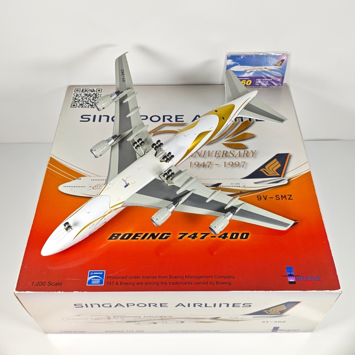1:200 InFlight Singapore Airlines B747-400 9V-SMZ Airplane Diecast Plane Model