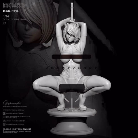 1/24 resin figures model Beauty Sword 2B Unassembled Unpainted