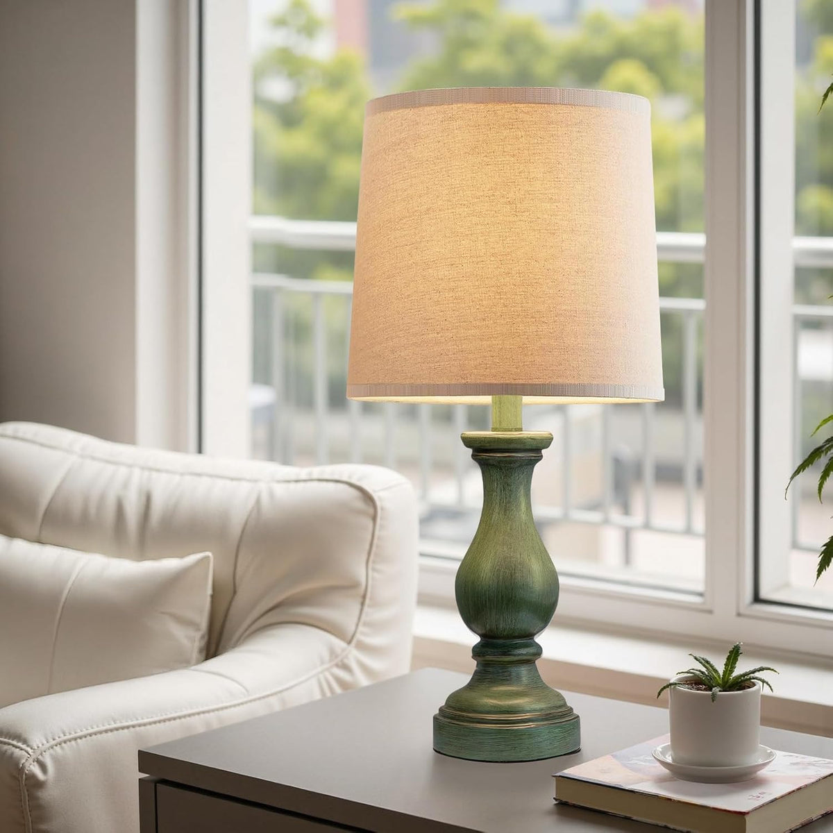 Farmhouse Table Lamps Set of 2 - Rustic Lamp for Bedroom Living Room, 22" Boho B