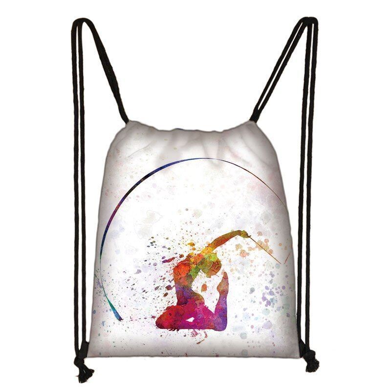 Watercolor Art Print Backpack Drawstring Bag Daypack Gymnast Storage Bag Travel