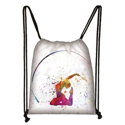 Watercolor Art Print Backpack Drawstring Bag Daypack Gymnast Storage Bag Travel