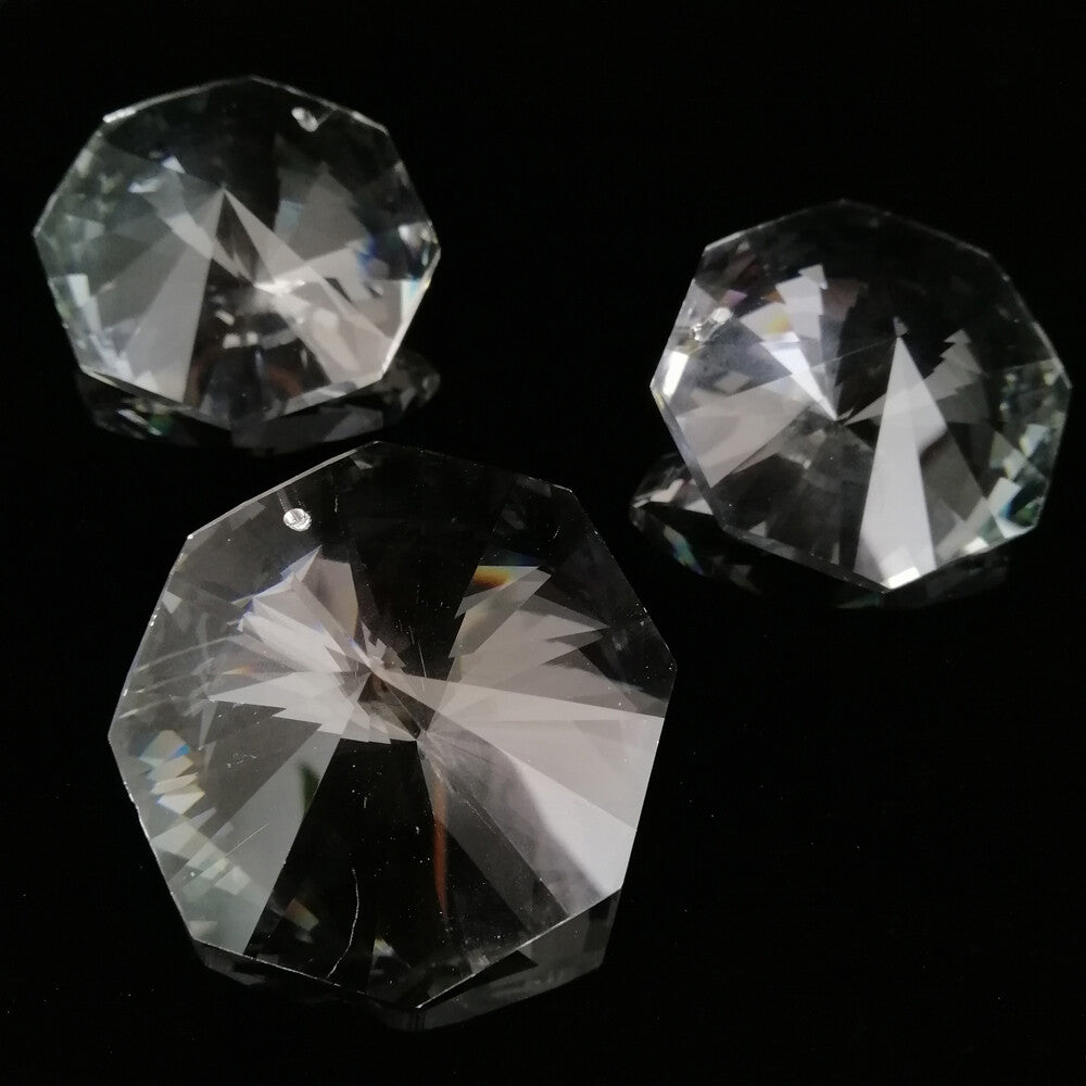5Pcs 50mm Hanging Pendant Octagon Bead Crystal Chandelier Glass Suncatcher Prism