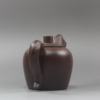 5.5“China Yixing Zisha Pottery Purple Clay Handmade Zodiac Animal Horse Teapot