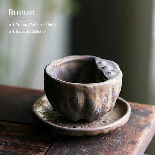 Creative Lotus Ceramic Teacups with Coasters