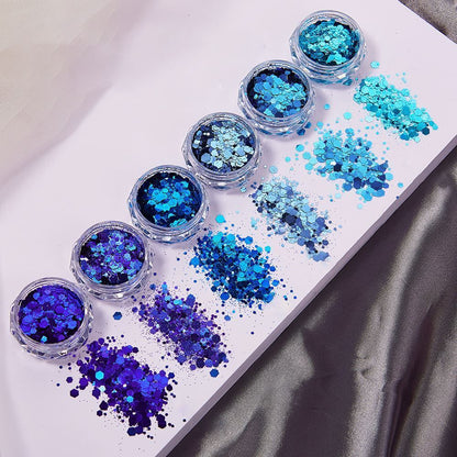 Nail Art 6Pcs Sequins Glitter Hexagon Flakes DIY Epoxy Silicone Mold Filling Kit