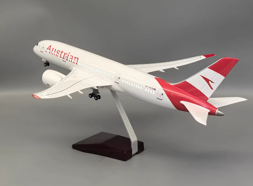1:130 43CM Austrian BOEING 787 Airplane Led Sound-controll Light Resin Model