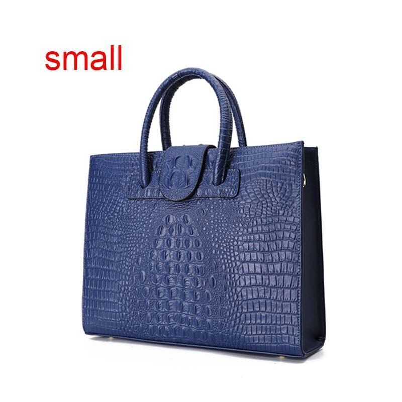 Briefcase Genuine Leather Handbag Big Totes Large Shoulder Bag Crocodile Pattern