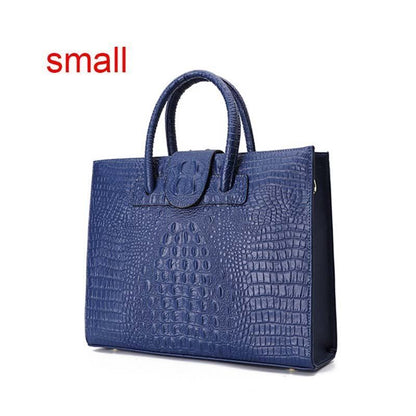 Briefcase Genuine Leather Handbag Big Totes Large Shoulder Bag Crocodile Pattern