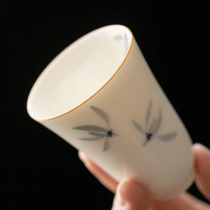 2pc/Set 40ml Hand Painted Butterfly Orchid Tea Cup Ceramic Kung Fu Tea Ceremony