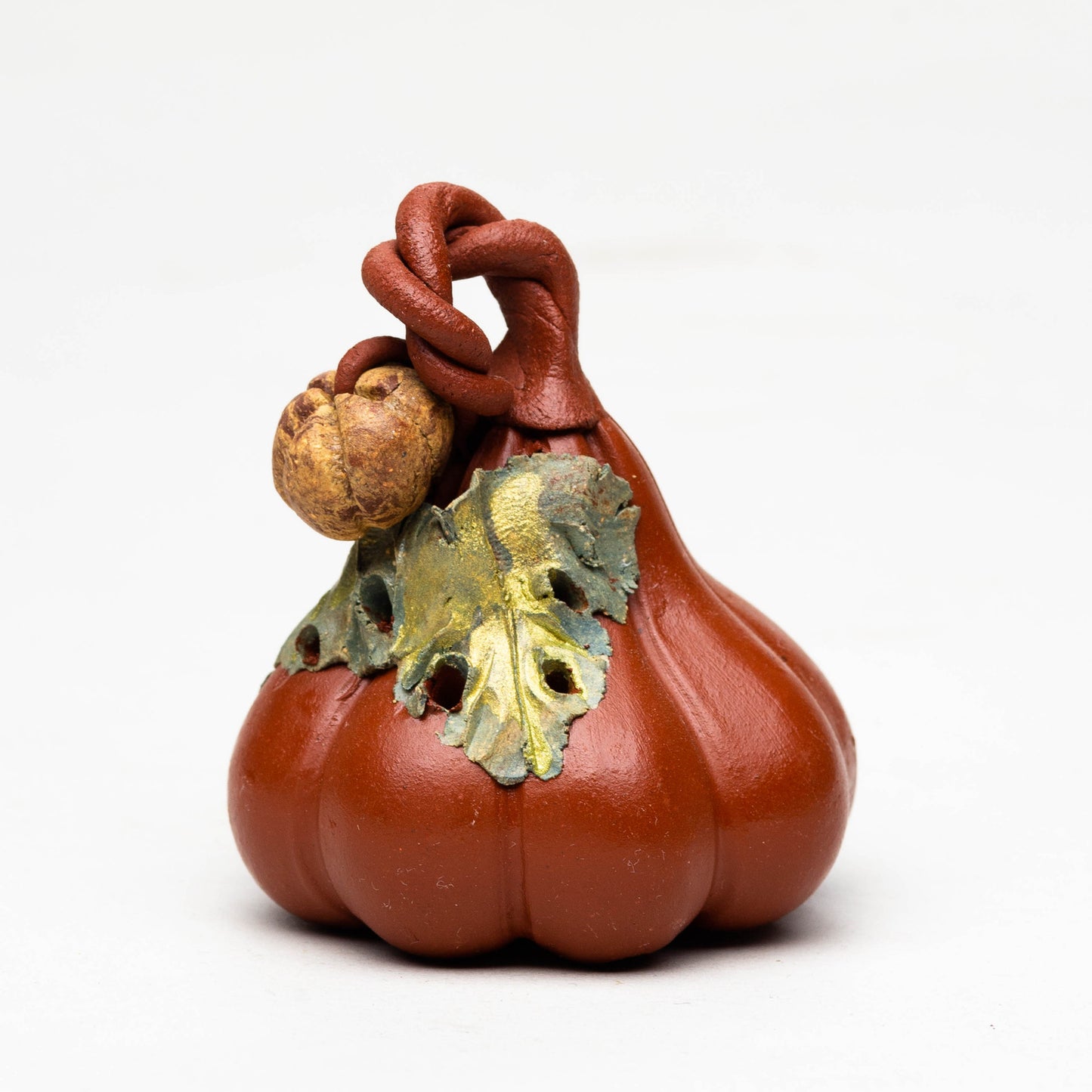 Yixing Purple Sand Tea Pet Pumpkin Handmade Clay Painted Tea Set Sculpture