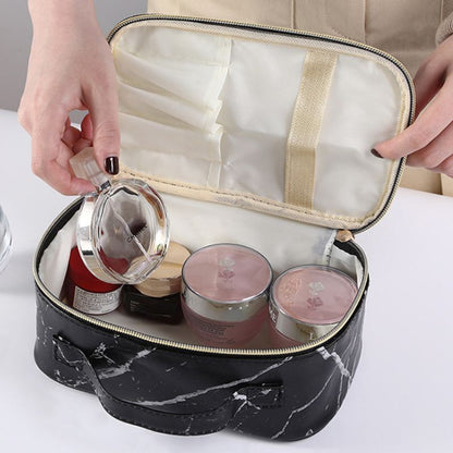 Marble Pattern Cosmetic Bag Toiletries Storage Handbag Waterproof Makeup Cases