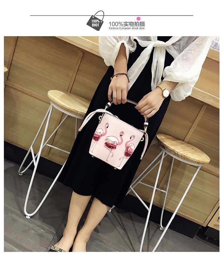 Women Leather Shoulder Bag Messenger Pouch Handbags Totes 16*14*12CM Art Cartoon