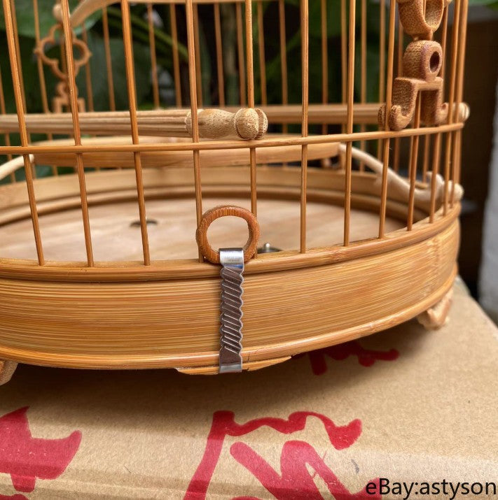 52 Branch China Oriental Round Shape Bamboo Wood Birdcage Display