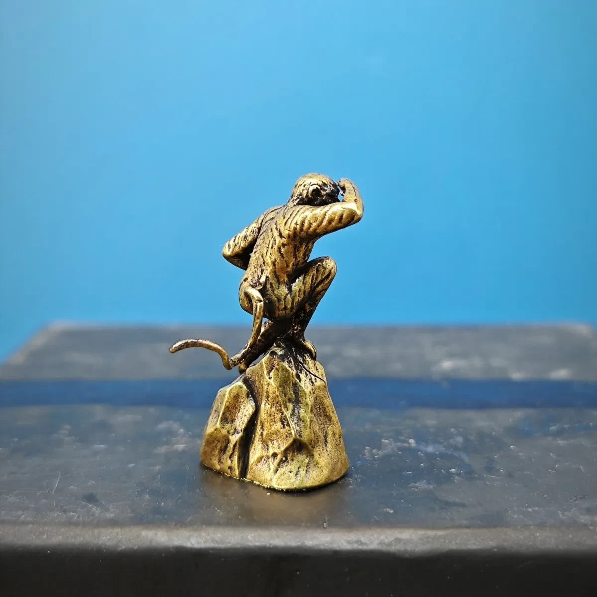 30mm Brass Stone Monkey Mini Statue Rockery Moss Micro Landscape Model Ornament
