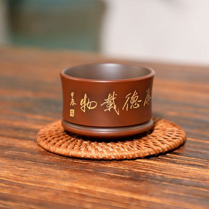 70ml Purple Pottery Handcarved Teacup Master Cup Tea Tasting Cup Kungfu Teaware