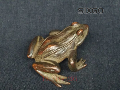 Collection Chinese old Bronze handmade cast Frog Statue Paperweight home deco