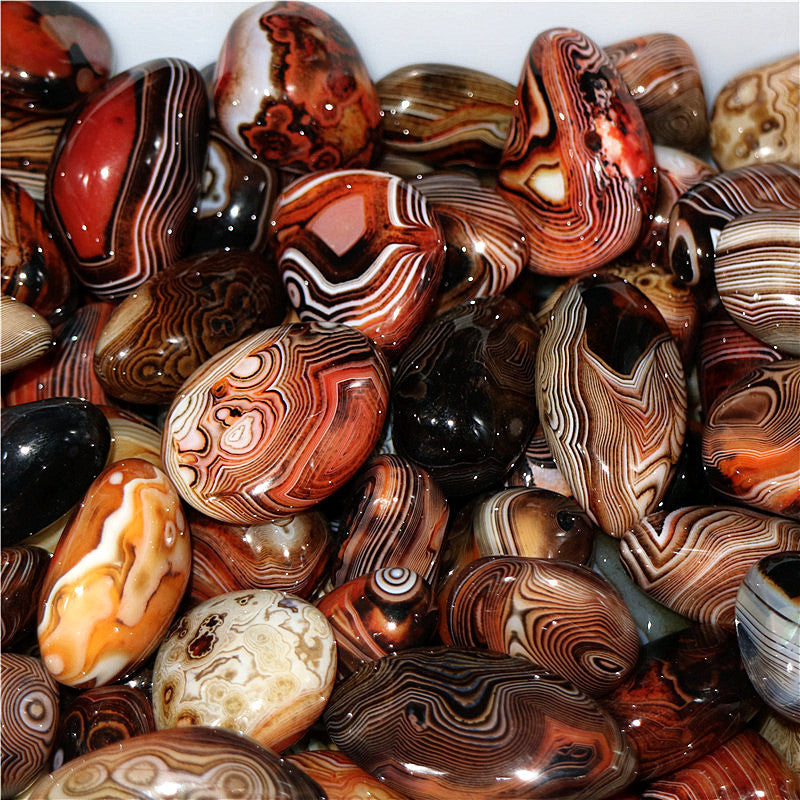 250G Tumble Polished Stone River Agate Banded Beautiful Patterns Madagascar