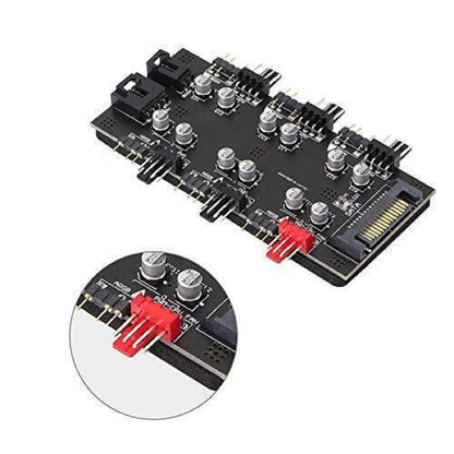 SATA 1 To 6 Way PWM /ARGB Device Expander 4-Pin Cooling Fans Hub Splitter Cable