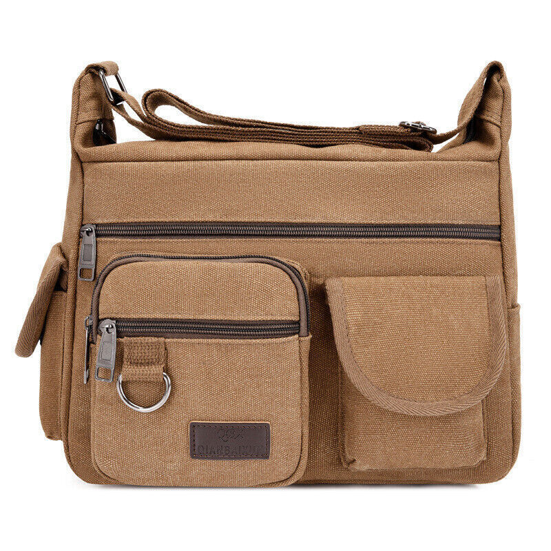 Canvas Sling Bag Men Shoulder Messenger Bag Vintage Crossbody Military Satchel V