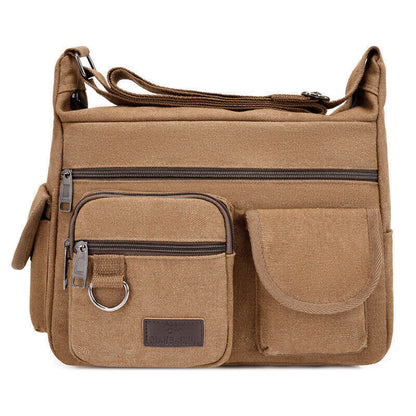 Canvas Sling Bag Men Shoulder Messenger Bag Vintage Crossbody Military Satchel V