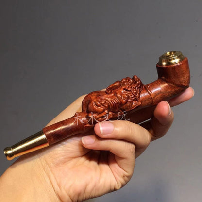 Red Sandalwood Pixiu Smoking Pipe Washable Filter Tobacco Pipe Men's Gift