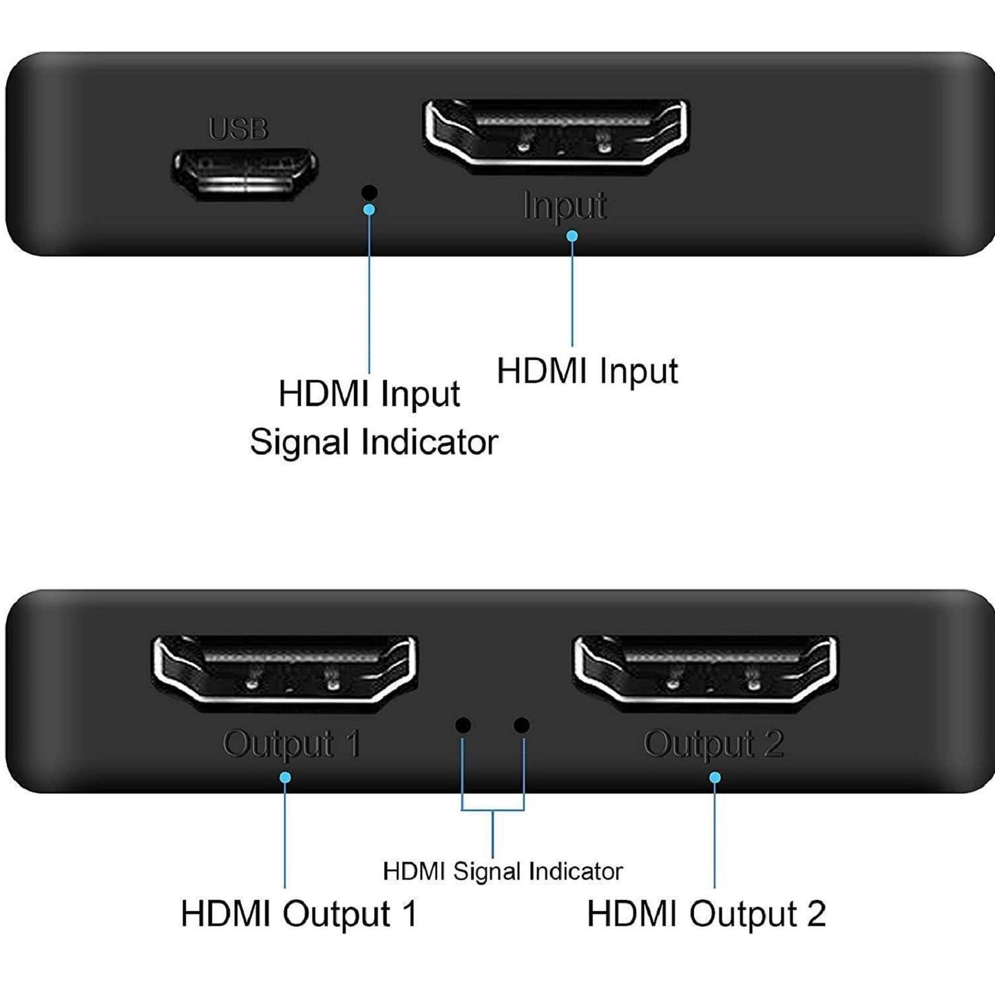 4K 1 in 2 Out HDMI Splitter Repeater Video Distributor Amplifier Dual Display