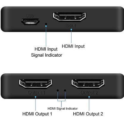 4K 1 in 2 Out HDMI Splitter Repeater Video Distributor Amplifier Dual Display