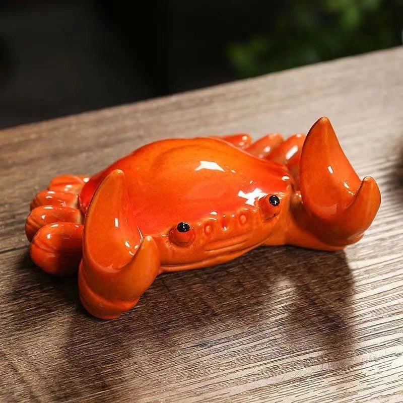 12.2cm Chinese Ceramic Crab Tea Brush Holder Pen Holder Tea Pet Ornament
