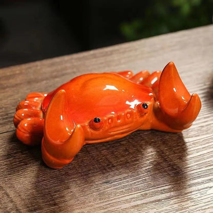 12.2cm Chinese Ceramic Crab Tea Brush Holder Pen Holder Tea Pet Ornament