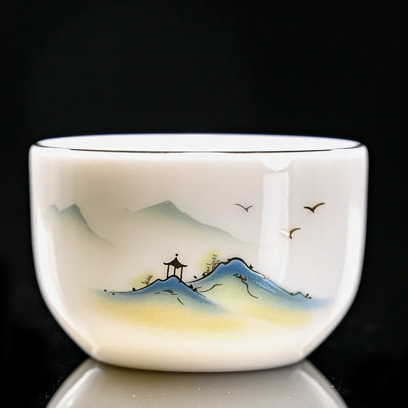 Scalding Sheep Fat Jade White Porcelain Tea Cup Ceramic Tea Cup Master Cup