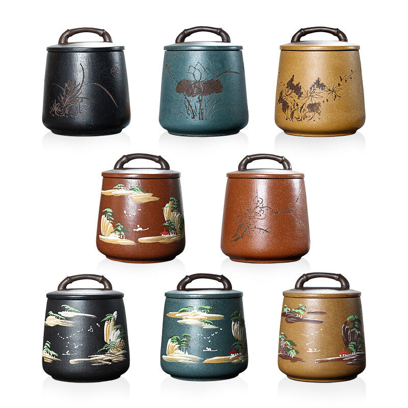 China Tea Caddy True Yixing Zisha Sealed Canister & Lid Handmade For Loose Tea