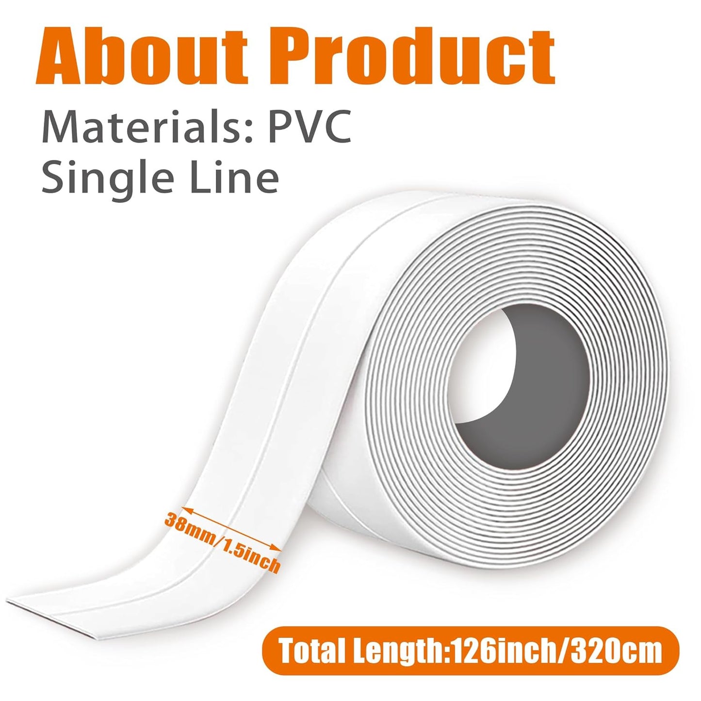 10.5FT PVC Self Adhesive Caulk Sealing Strip Tape For Kitchen Wall Sink Toilet