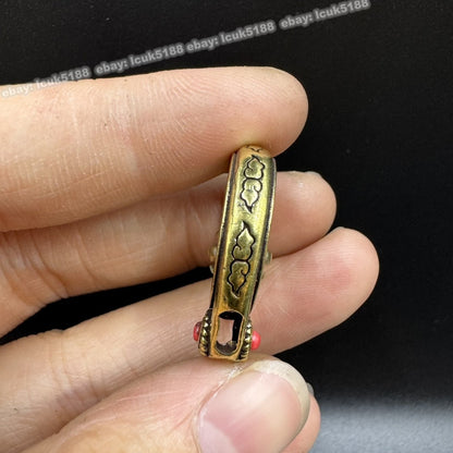 Vajra Pendant Rotating Ring Brass Buddhist Amulet Ritual Tool Decoration