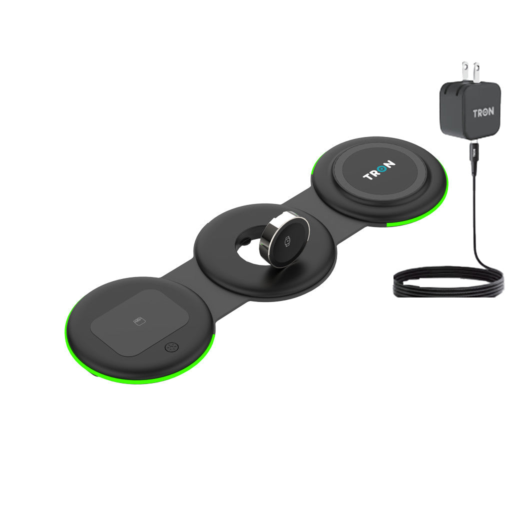Tron 3 in 1 Foldable Magnetic Wireless Charger - Travel Charging Pad for Iphone