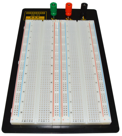 1,660 Tie Point Solderless Breadboard, 3 Binding Posts, Metal Backing, 8.7"x5.9"