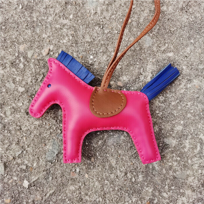 Genuine Leather Horse Bag Charm Hanging Key Ring Purse Accessories Keychain