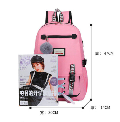 Nylon Women Accessories School Backpacks Anti Theft USB Charge Backpack Girl Bag