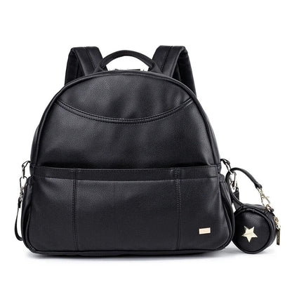 PU Black Diaper Backpack Baby Pockets Diaper Bag for Mother Travel Bag