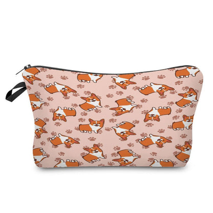 Cute Printed Cosmetic Bags Travel Storage Pouch Reusable Makeup Purse Polyester