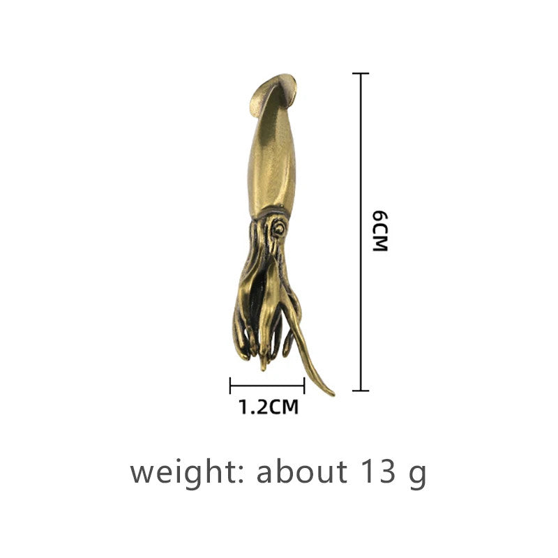 Brass Squid Cuttlefish Mini Decorative Figurines Marine Animals Desk Decoration