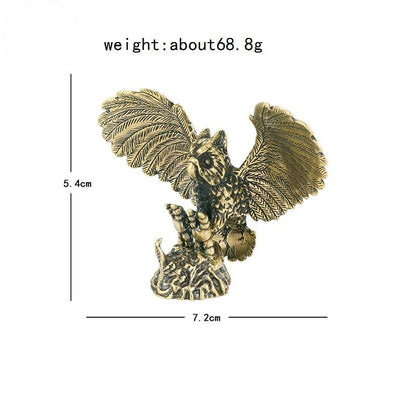 Solid Brass Owl Figurine Miniature Tea Pet Arts Crafts Desktop Small Ornament