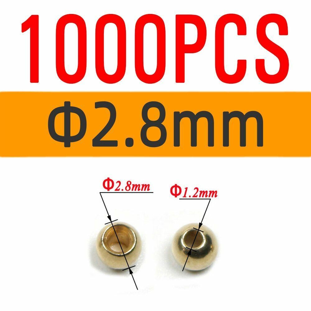 Brass Beads Head 100/500/1000 PCS Fly Tying Nymph Streamer Bugs Hook 2.4mm 2.8mm