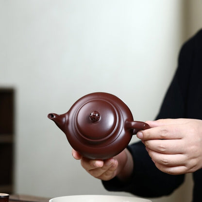 True Yixing Zisha Purple Grit Tea Pot Marked Purple Zhu Clay Master Pot 9 Holes