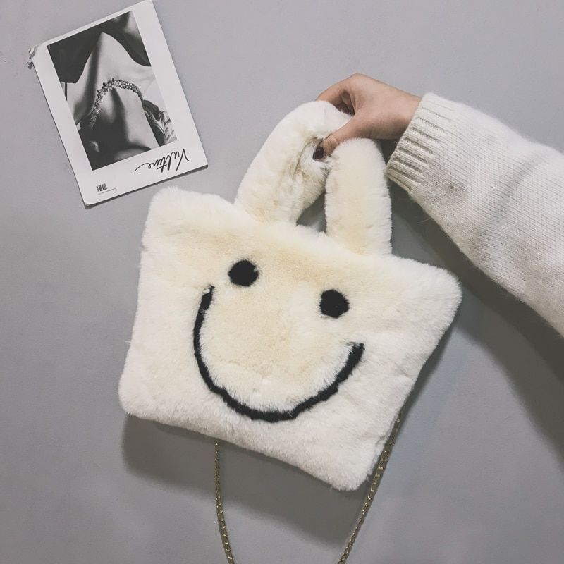 Women Smiley Handbag Buckle Shoulder Bag Soft Party Little Tote Purse Crossbody
