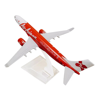 16cm Diecast Alloy 1/400 Scale Red Air Asia Airlines B737 Airplane Model Toy