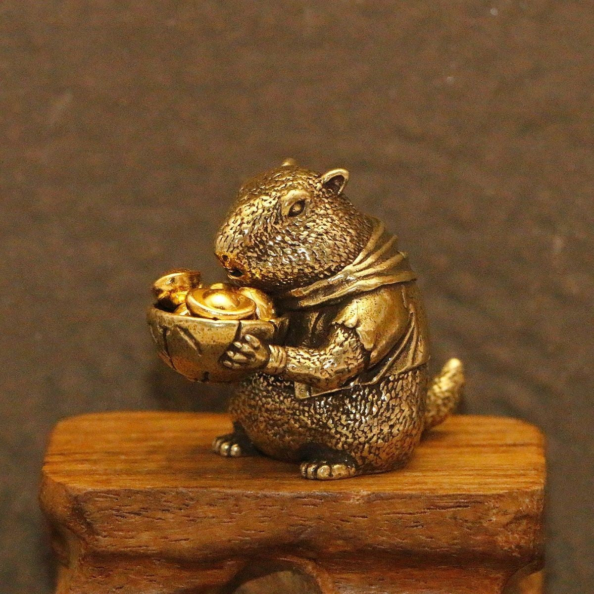 Brass Prairie Dog Figurine 3.7cm 41g Cute Desktop Ornament Brass Handheld Craft