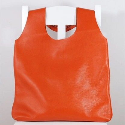 Bag Retro Soft Leather Large Shoulder Orange Tote Shopping 44*2*42CM Orange 1 PC