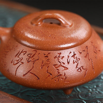 Chinese Character Carved Real Yixing Zisha Tea Pot Marked Shipiao Pot 170ml New