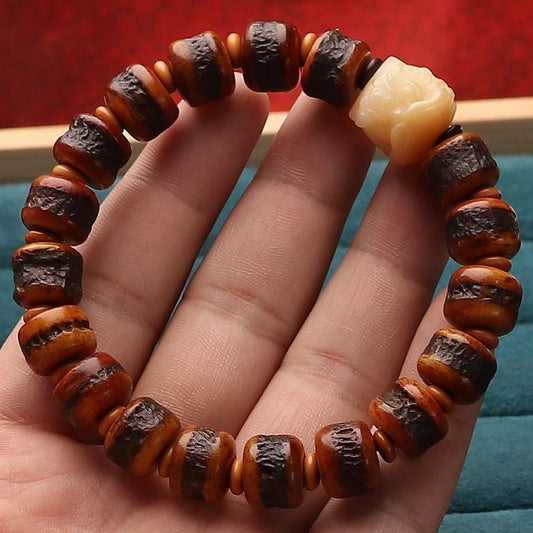 Natural Tibetan Style Beads Bracelet 12mm Single Strand Prayer Beads Wrist Mala