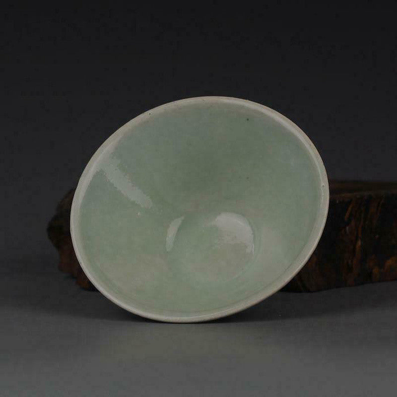 3.2 Inch Blue and White Porcelain Small Bowl Antique Chinese Deer Crane Teacup